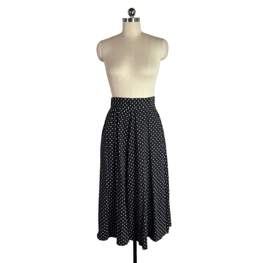 vintage 80s 90s gap 100% cotton knit polka dot maxi skirt M black grunge vtg
